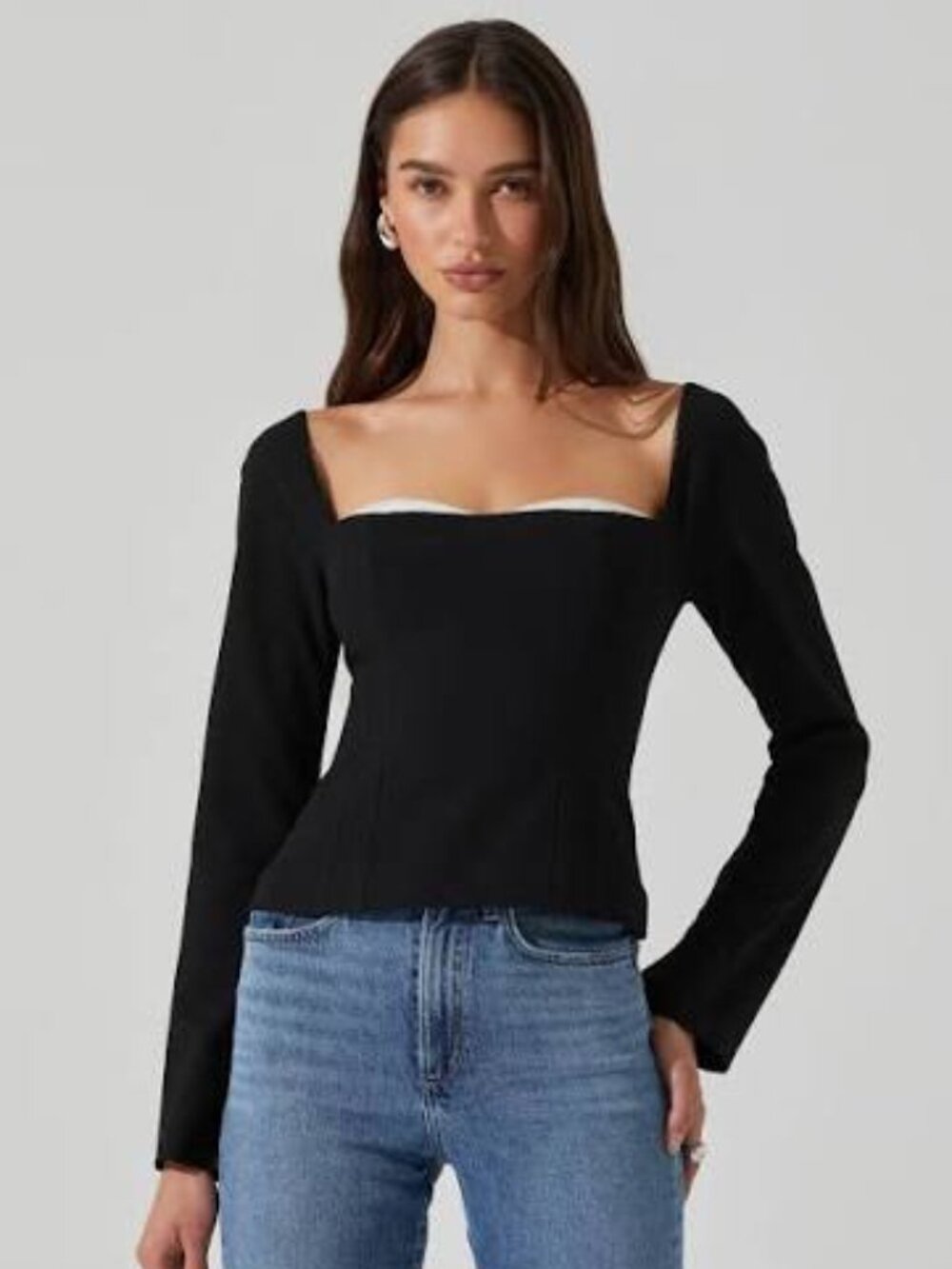 ASTR The Label Whitley Top Black White NWT M